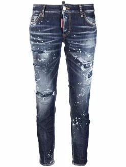 Donna Dsquared2 Jeans Dritti Con Effetto Vissuto