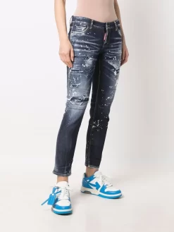 Donna Dsquared2 Jeans Dritti Con Effetto Vissuto -Femminile Moda Negozio 17812751 37687577 1000