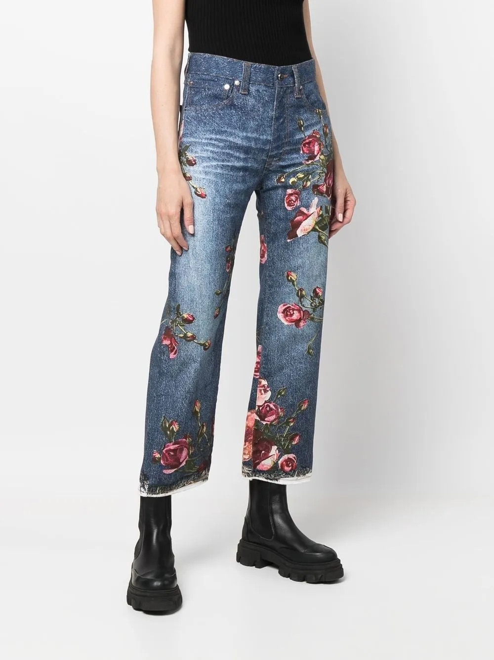 Donna Just Cavalli Jeans Crop A Fiori Con Vita Alta 5 Donna Just Cavalli Jeans Crop A Fiori Con Vita Alta - immagine 3