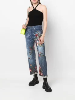 Donna Just Cavalli Jeans Crop A Fiori Con Vita Alta 8 Donna Just Cavalli Jeans Crop A Fiori Con Vita Alta -Femminile Moda Negozio 18091493 39499577 1000