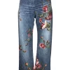 Donna Just Cavalli Jeans Crop A Fiori Con Vita Alta -Femminile Moda Negozio 18091493 39499587 1000