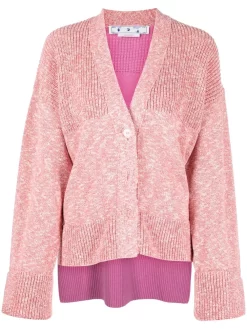 Donna Off-White Cardigan Oversize Diag-stripe