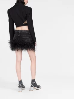 Donna Miu Miu Gonna Denim Con Piume -Femminile Moda Negozio 18832160 44138514 1000