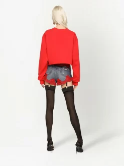 Donna Dolce & Gabbana Shorts Denim Con Pizzo A Fiori -Femminile Moda Negozio 19172505 42374423 1000