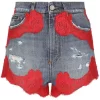 Donna Dolce & Gabbana Shorts Denim Con Pizzo A Fiori -Femminile Moda Negozio 19172505 42374428 1000