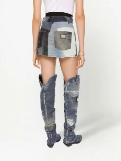 Donna Dolce & Gabbana Gonna Denim Con Dettaglio Patchwork -Femminile Moda Negozio 19173330 43254947 1000