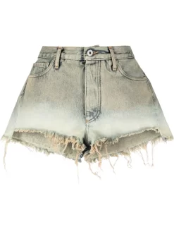 Donna Off-White Shorts Laundry Con Taglio A Vivo