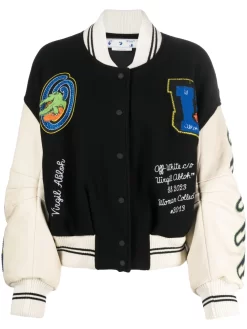 Donna Off-White Bomber Croco Con Applicazione