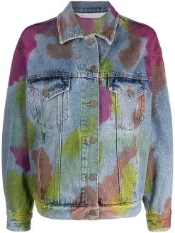 Donna Palm Angels Giacca Denim Con Fantasia Tie-dye