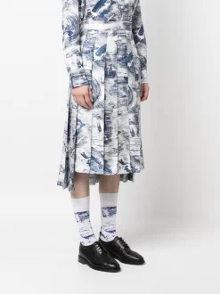 Donna Thom Browne Gonna Con Stampa Plissettata -Femminile Moda Negozio 19422642 43357525 1000