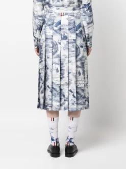 Donna Thom Browne Gonna Con Stampa Plissettata -Femminile Moda Negozio 19422642 43358569 1000