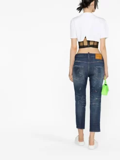 Donna Dsquared2 Jeans A Vita Bassa Con Stampa Vernice -Femminile Moda Negozio 19449828 43378694 1000