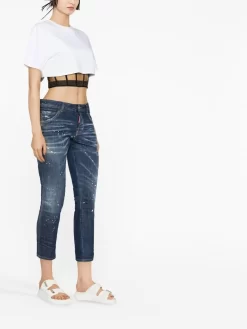 Donna Dsquared2 Jeans A Vita Bassa Con Stampa Vernice -Femminile Moda Negozio 19449828 43379053 1000