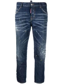 Donna Dsquared2 Jeans A Vita Bassa Con Stampa Vernice