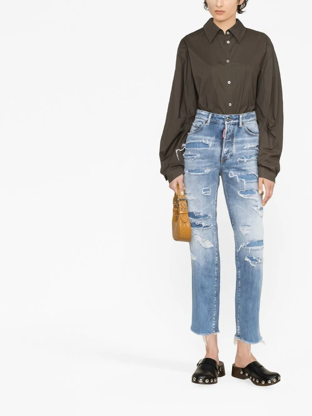 Donna Dsquared2 Distressed Cropped Jeans 4 Donna Dsquared2 Distressed Cropped Jeans - immagine 2