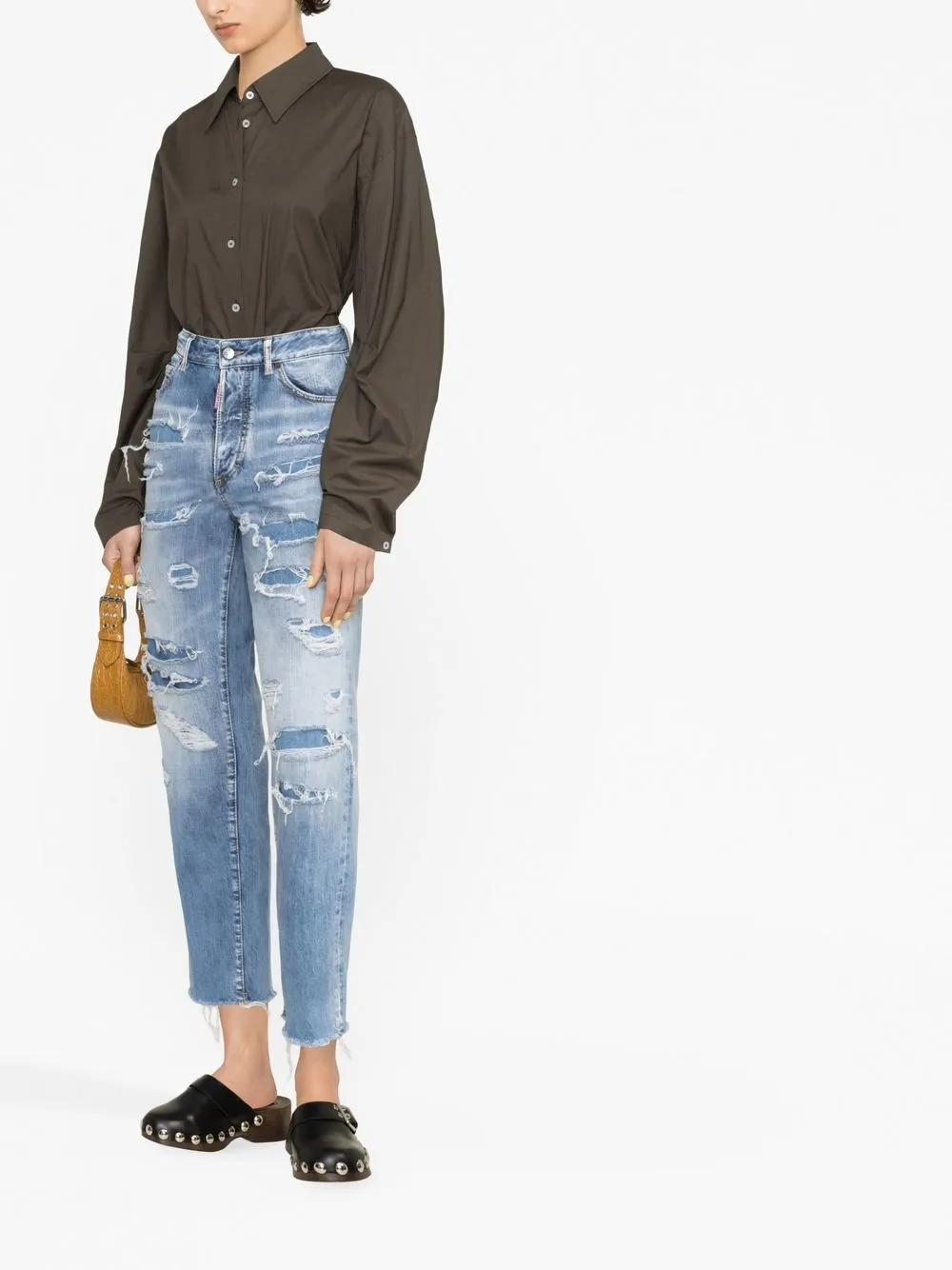 Donna Dsquared2 Distressed Cropped Jeans 5 Donna Dsquared2 Distressed Cropped Jeans - immagine 3