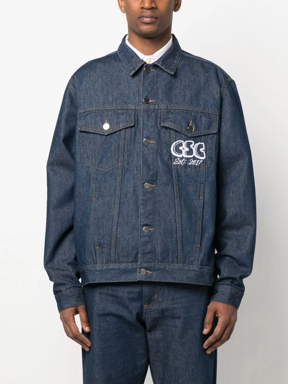 Donna CRENSHAW SKATE CLUB Giacca Denim Con Logo SF Ricamato CSC X Browns 6 Donna CRENSHAW SKATE CLUB Giacca Denim Con Logo SF Ricamato CSC X Browns - immagine 4