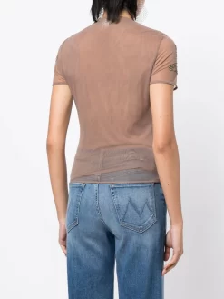 Donna Blumarine Blusa A Maniche Corte Semi Trasparente -Femminile Moda Negozio 19888768 44746472 1000