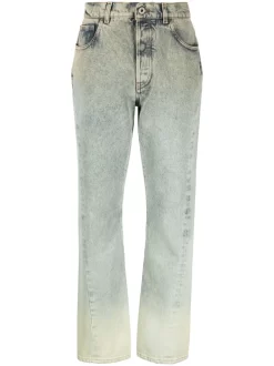 Donna Off-White Jeans Dritti Con Effetto Schiarito