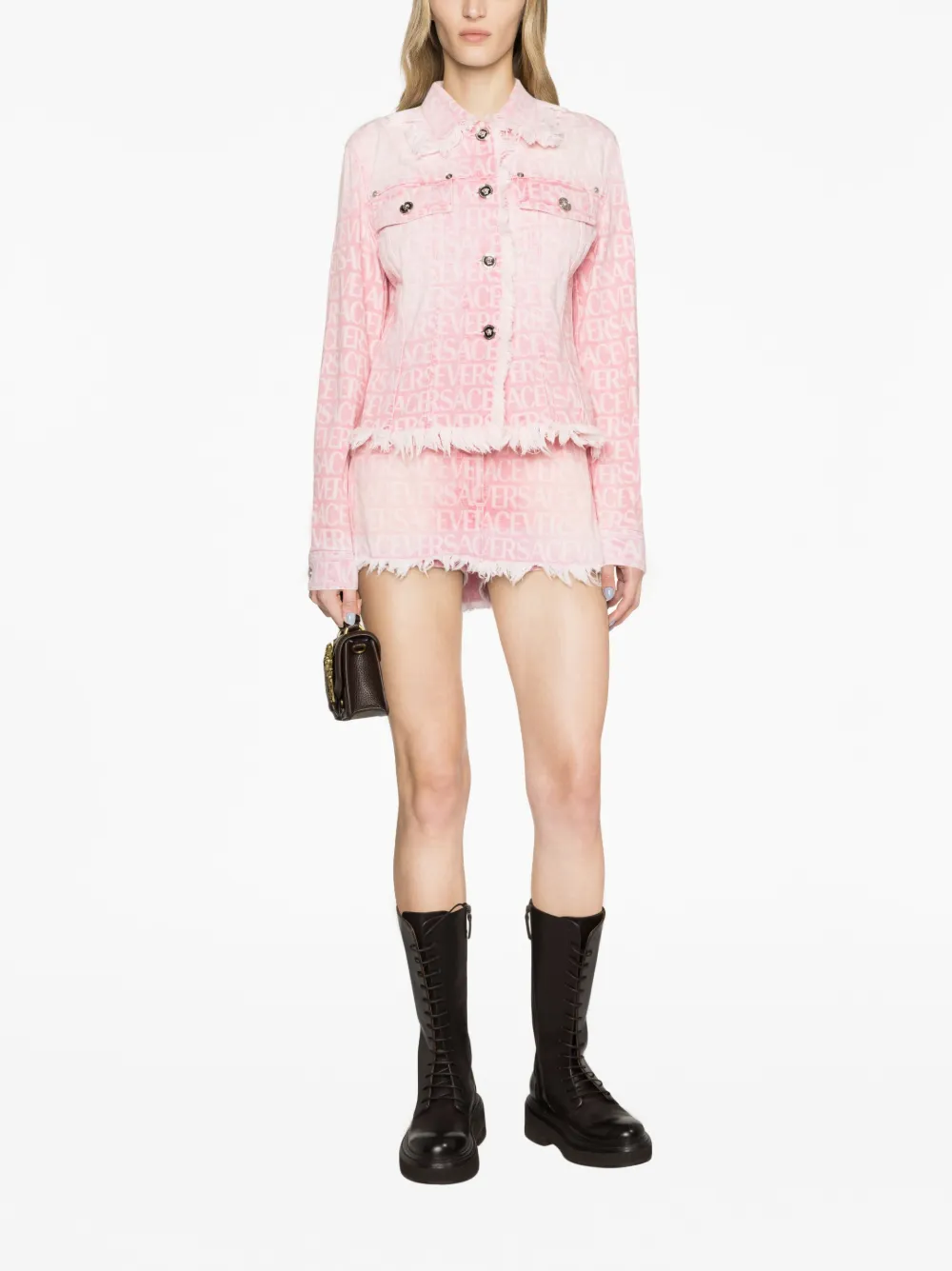 Donna Versace Giacca Denim Con Monogramma Jacquard 4 Donna Versace Giacca Denim Con Monogramma Jacquard - immagine 2