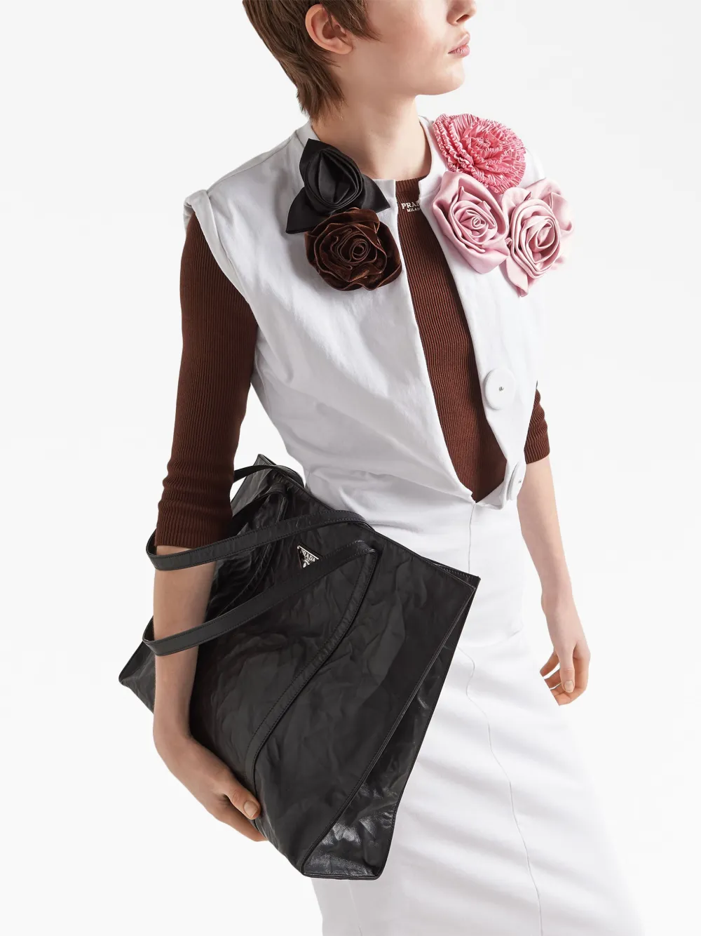 Donna Prada Borsa Tote Grande In Pelle 5 Donna Prada Borsa Tote Grande In Pelle - immagine 3