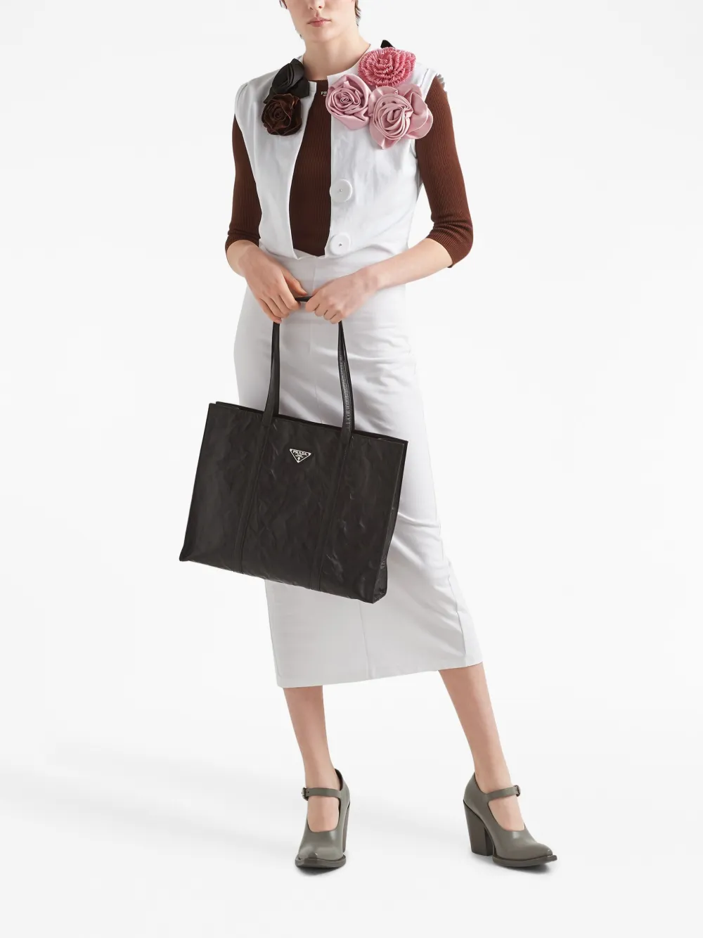 Donna Prada Borsa Tote Grande In Pelle 4 Donna Prada Borsa Tote Grande In Pelle - immagine 2