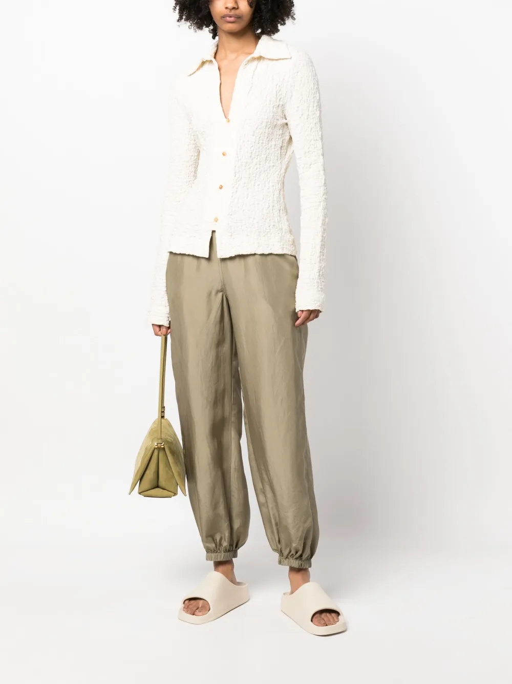 Donna Semicouture Pantaloni Crop Con Vita Elasticizzata 4 Donna Semicouture Pantaloni Crop Con Vita Elasticizzata - immagine 2