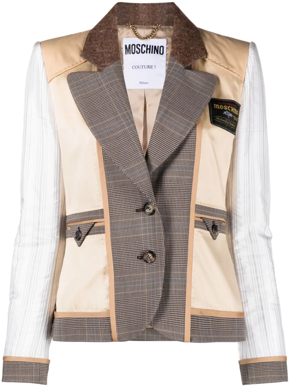 Donna Moschino Blazer Monopetto Con Design Patchwork 3 Donna Moschino Blazer Monopetto Con Design Patchwork
