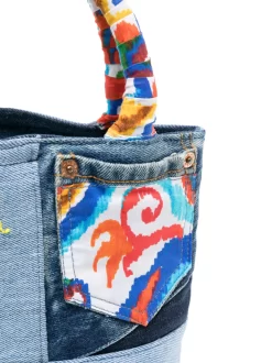 Donna MC2 Saint Barth Borsa Tote Denim Con Stampa Ikat -Femminile Moda Negozio 20234382 50213618 1000