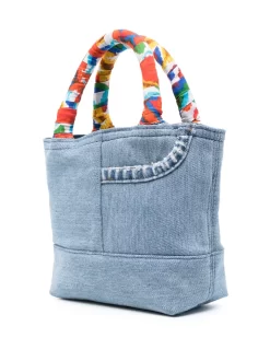 Donna MC2 Saint Barth Borsa Tote Denim Con Stampa Ikat -Femminile Moda Negozio 20234382 50213619 1000