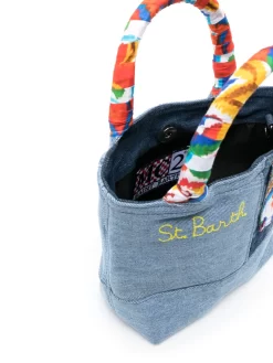 Donna MC2 Saint Barth Borsa Tote Denim Con Stampa Ikat -Femminile Moda Negozio 20234382 50213622 1000