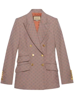 Donna Gucci Blazer Doppiopetto GG Con Motivo Jacquard