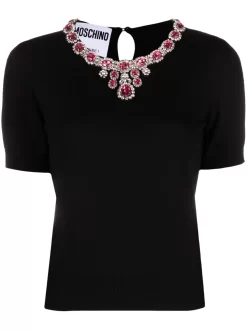 Donna Moschino Top Con Decorazione Di Cristalli