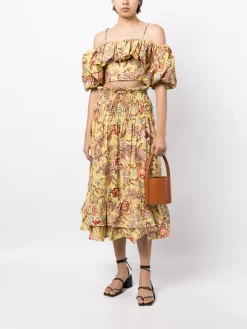 Donna Ulla Johnson Gonna Midi Acacia Calla Lily -Femminile Moda Negozio 20601863 50568089 1000