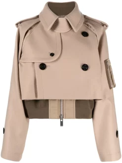 Donna Sacai Giacca Crop A Strati