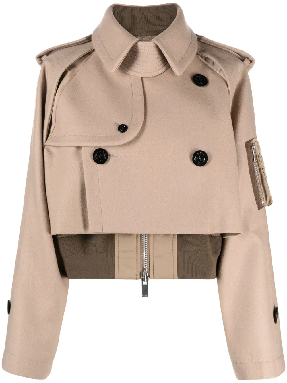 Donna Sacai Giacca Crop A Strati 3 Donna Sacai Giacca Crop A Strati