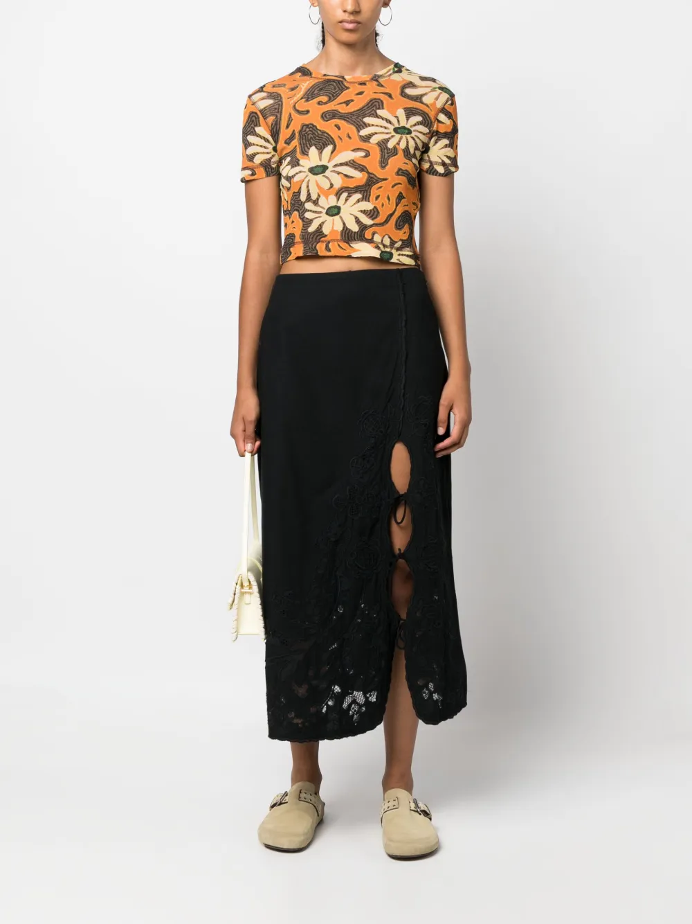 Donna Sea Gonna Midi In Pizzo A Fiori 4 Donna Sea Gonna Midi In Pizzo A Fiori - immagine 2