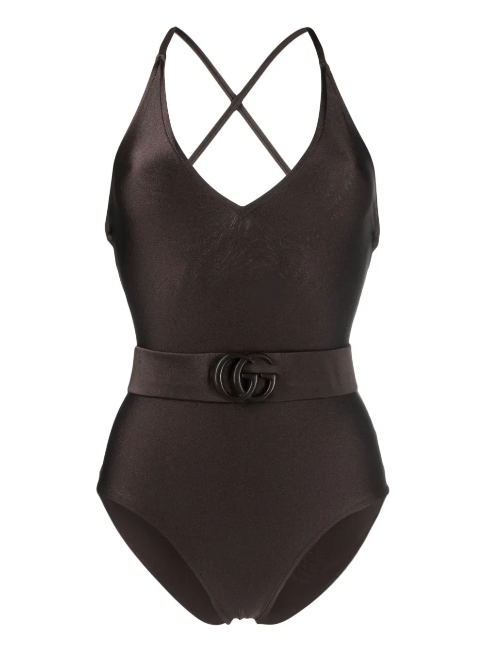 Donna Gucci Logo-plaque Belted Swimsuit 3 Donna Gucci Logo-plaque Belted Swimsuit