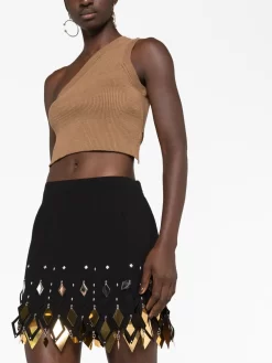 Donna Paco Rabanne Embellished Cut-out Crêpe Miniskirt -Femminile Moda Negozio 20853197 50813825 1000