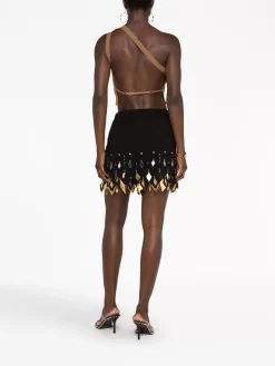 Donna Paco Rabanne Embellished Cut-out Crêpe Miniskirt -Femminile Moda Negozio 20853197 50813843 1000