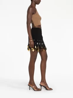 Donna Paco Rabanne Embellished Cut-out Crêpe Miniskirt -Femminile Moda Negozio 20853197 50813850 1000