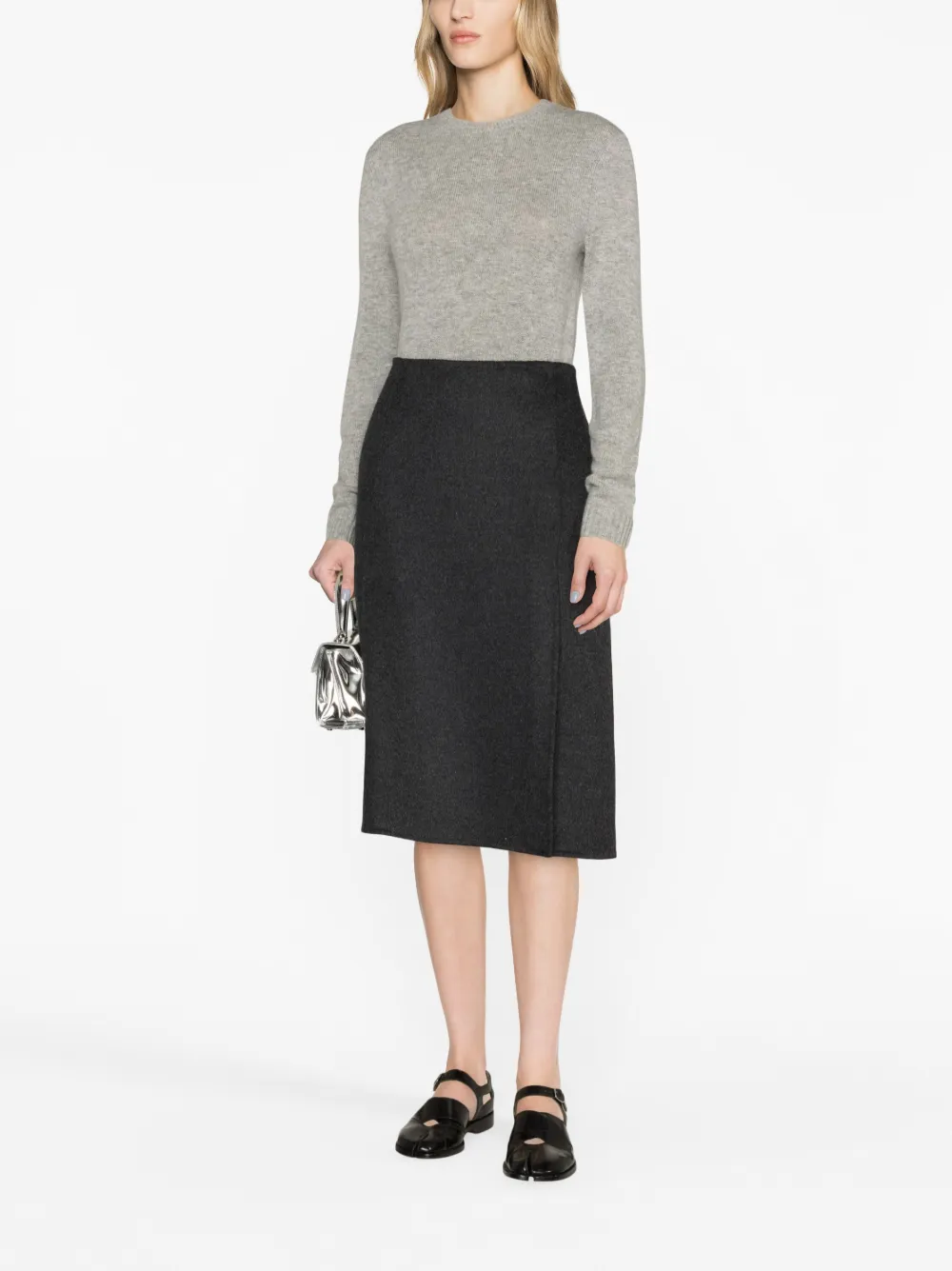 Donna P.A.R.O.S.H. Side-slit Wool Midi Skirt 4 Donna P.A.R.O.S.H. Side-slit Wool Midi Skirt - immagine 2