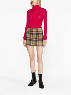 Donna P.A.R.O.S.H. Plaid Wool-blend Miniskirt -Femminile Moda Negozio 20871512 50789383 1000
