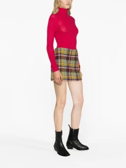 Donna P.A.R.O.S.H. Plaid Wool-blend Miniskirt -Femminile Moda Negozio 20871512 50789390 1000
